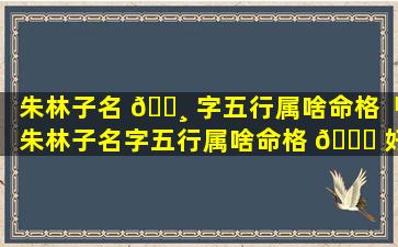 朱林子名 🌸 字五行属啥命格「朱林子名字五行属啥命格 🐋 好」